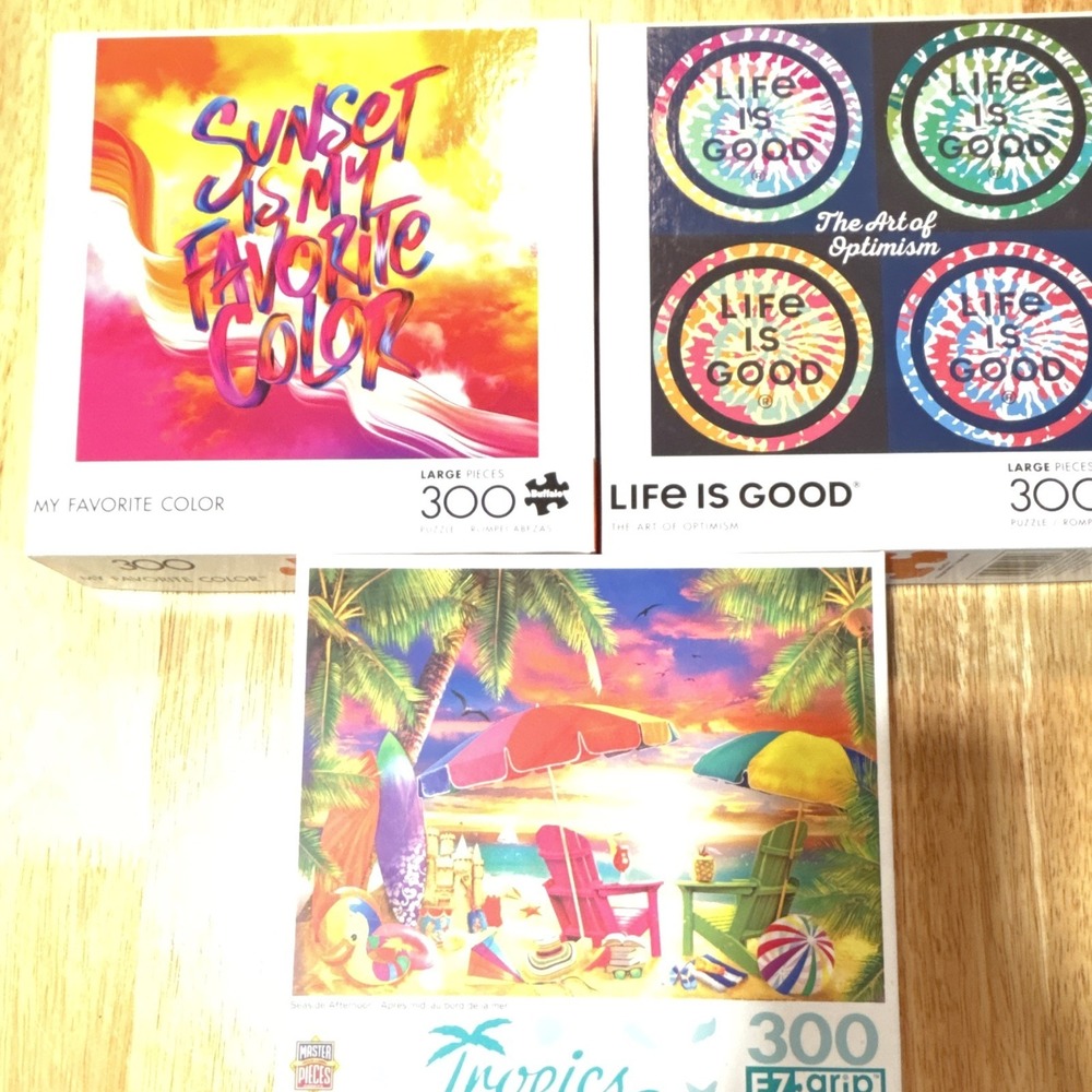 Summer puzzle Pack of 3, My Favorite Color, Seaside Afternoon, & Life is Good